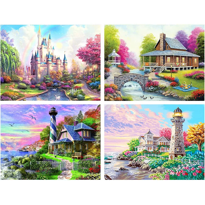 DIY diamond painting landscape cabin, lighthouse, castle full diamond embroidery, mosaic cross embroidery 
DIY diamond painting landscape cabin, lighthouse, castle full diamond embroidery, mosaic cross embroidery