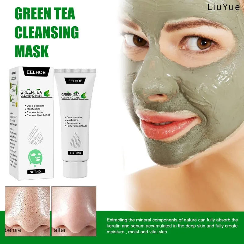 

Green Tea Hydrating Mask Removes Nose Pores Blackheads Acne Deep Skin Cleansing Gentle Oil Control Whitening Hydrating Mask
