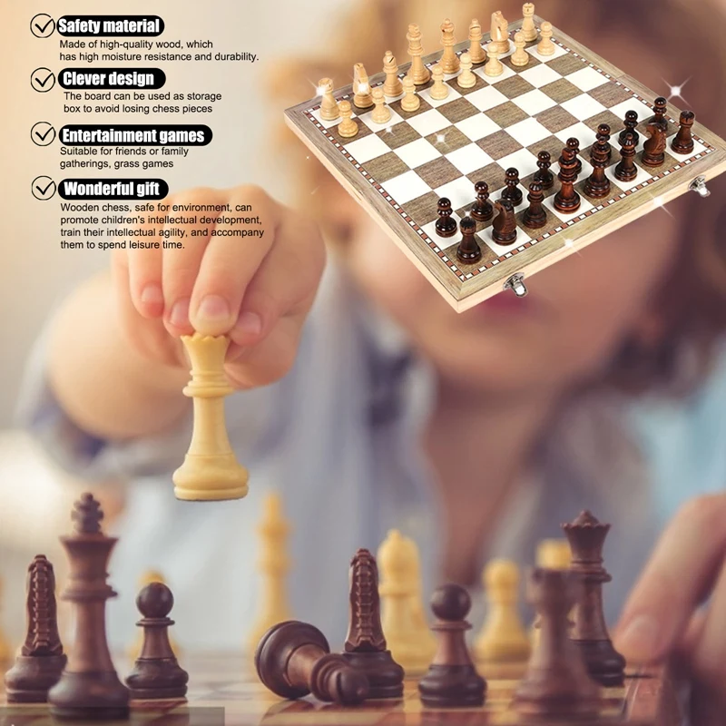 3 In 1 Wooden Chess And Checkers Set Magnetic Chess Board Set For Kids Adults Travel Portable Folding Chess Game Sets
3 In 1 Wooden Chess And Checkers Set Magnetic Chess Board Set For Kids Adults Travel Portable Folding Chess Game Sets
