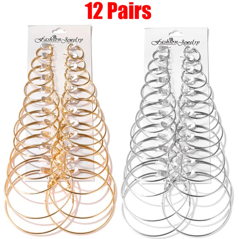 6/12Pairs Gold Hoop Earrings Sets Big Circle Earring Fashion Simple Ear Rings Women Girls Punk Ear Clip Round Earrings Jewelry
6/12Pairs Gold Hoop Earrings Sets Big Circle Earring Fashion Simple Ear Rings Women Girls Punk Ear Clip Round Earrings Jewelry