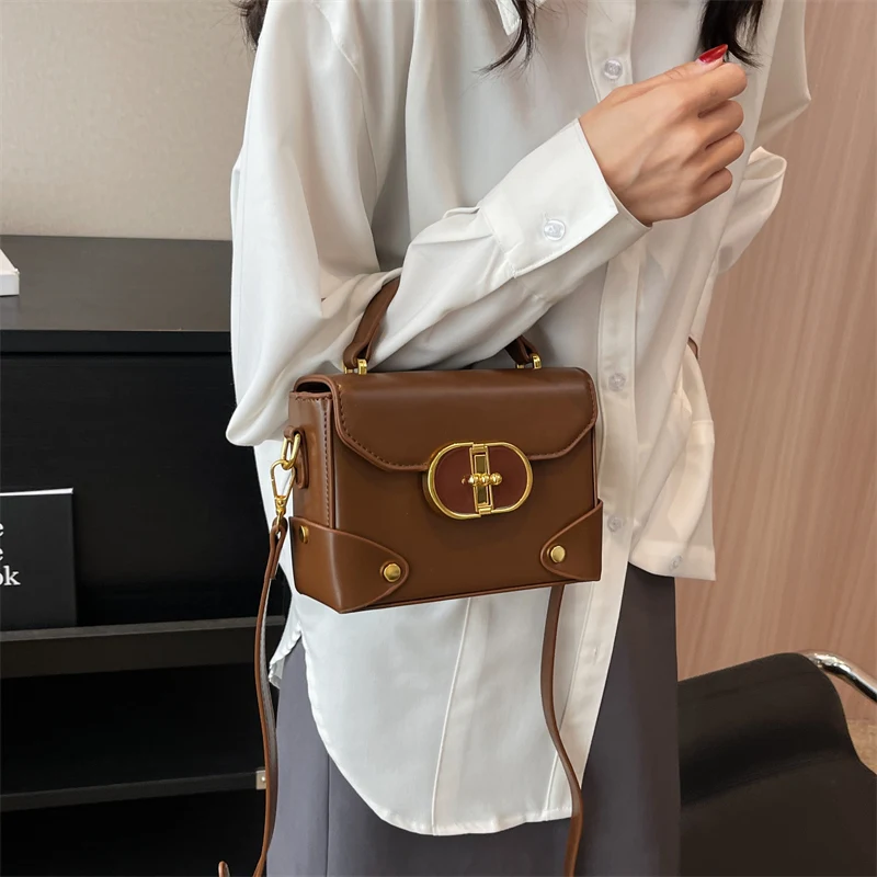 

New Hot Textured Solid Colir Simple Single Shoulder Crossbody Bag Fashion Casual Hundred Ladies Commute Flap Small Square Bags