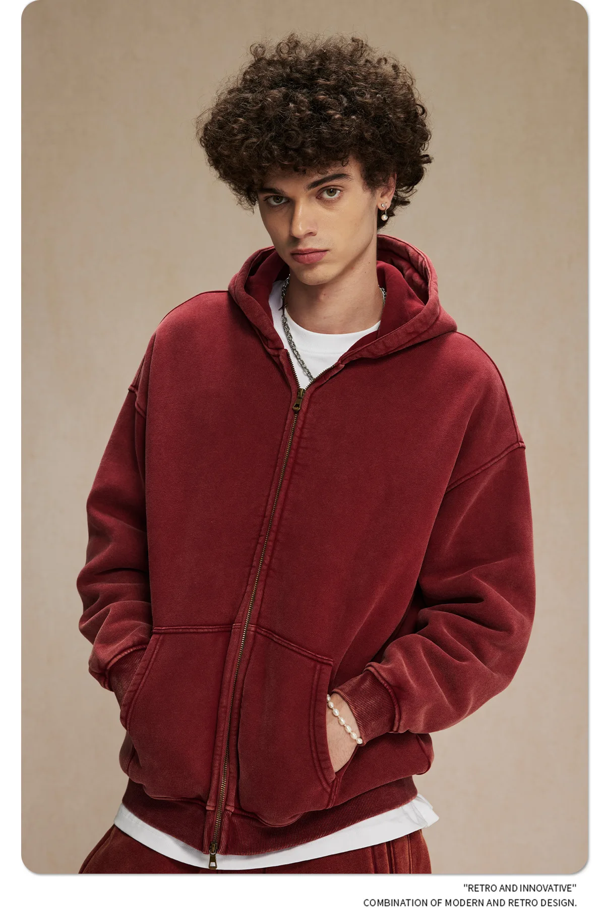 IEFB Men's Wear Wax Printing Vintage Male Hoodies Oversized Loose Zipper Water Washed Plush Sweatshirt Trendy New 9C9349 59 S3f3587ad113b467aa744ad13b2db8d31E