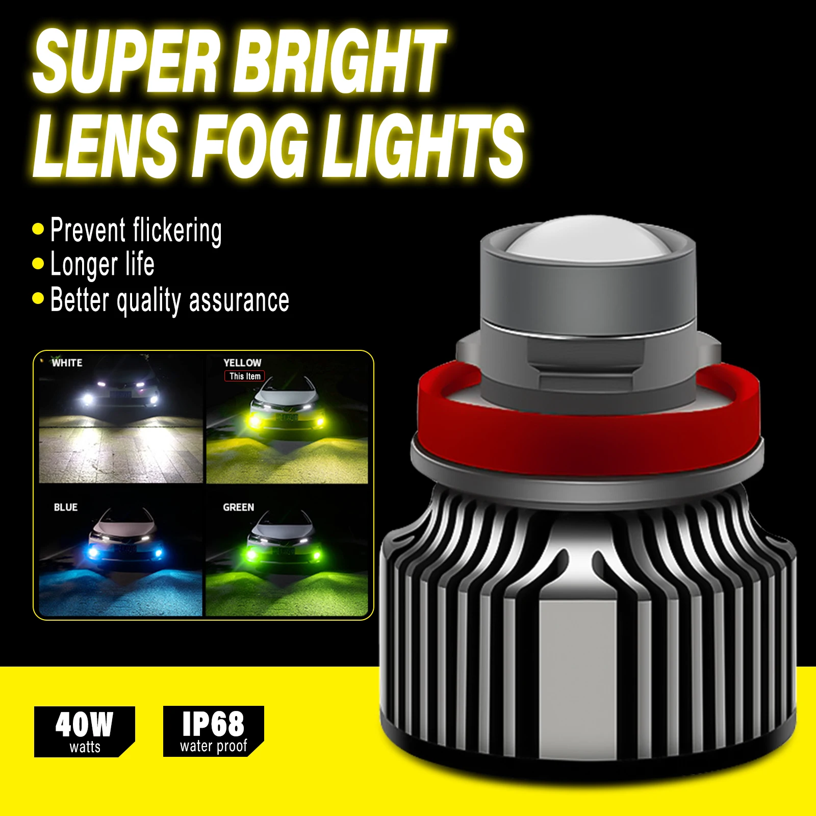 

40W H8 H9 H11 Bi LED Fog Light Lens Projector 9005 9006 HB3 HB4 H7 3000K 6000K 8000K Green Lemon Car Lamp LED Headlight Bulbs