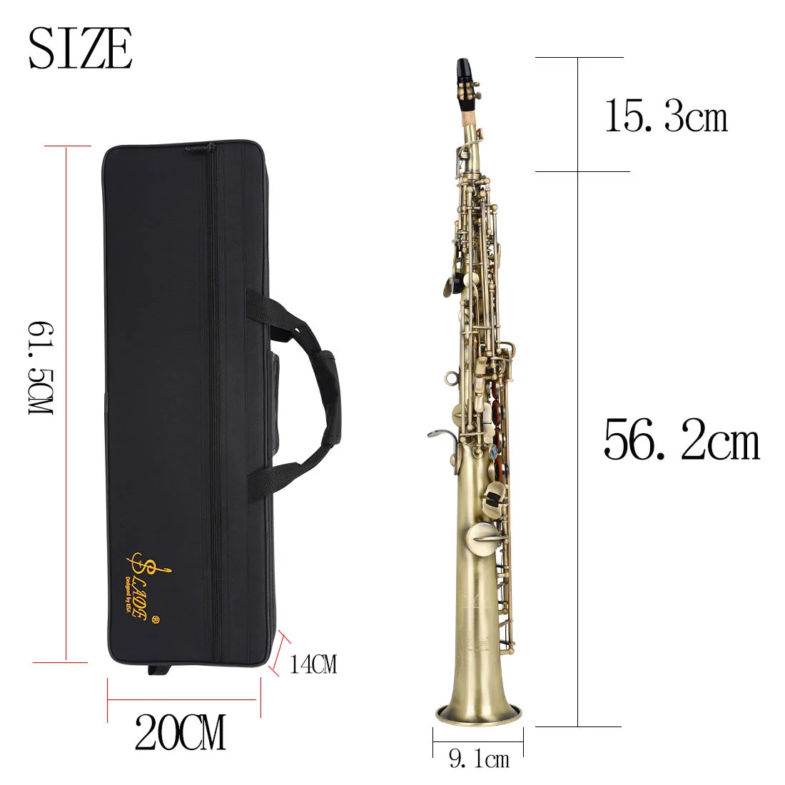 Soprano saxophone straight saxophone abalone shell keys cloth boxed instruments
Soprano saxophone straight saxophone abalone shell keys cloth boxed instruments