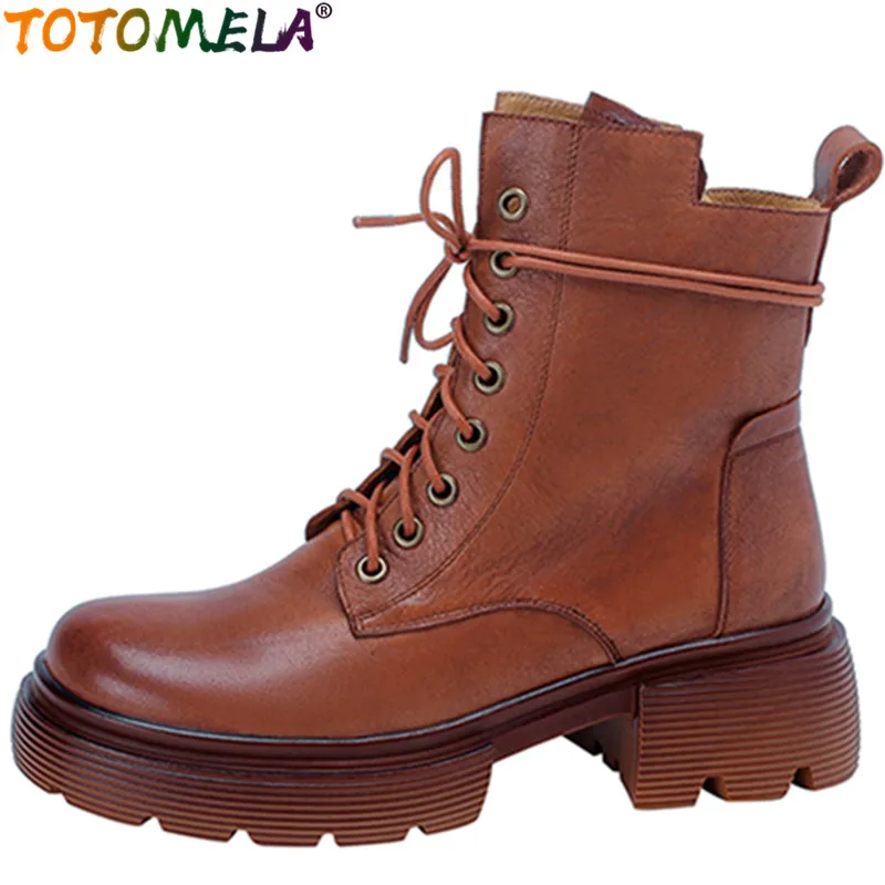 TOTOMELA 2023 New Cross Tied Genuine Leather Women Boots Retro Ankle Boots Winter Square Med Heels Dress Platform Shoes
TOTOMELA 2023 New Cross Tied Genuine Leather Women Boots Retro Ankle Boots Winter Square Med Heels Dress Platform Shoes
