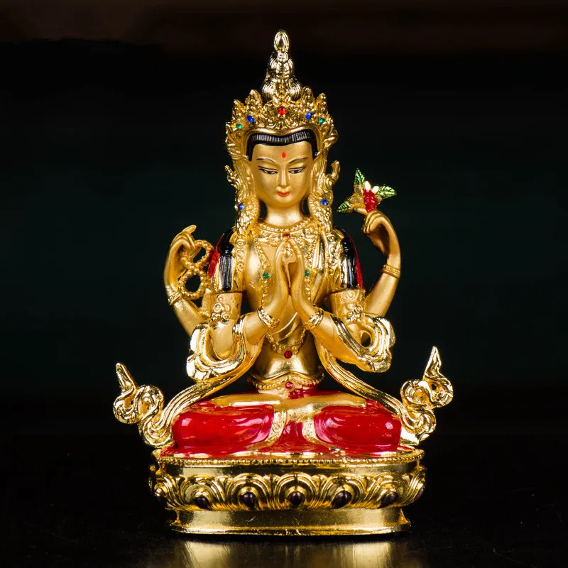14.8cm Colored Gold Plated Buddhist Suppliers Avalokitesvara Bodhisattva Four-Arms Guanyin Tibetan Figure Statue
14.8cm Colored Gold Plated Buddhist Suppliers Avalokitesvara Bodhisattva Four-Arms Guanyin Tibetan Figure Statue