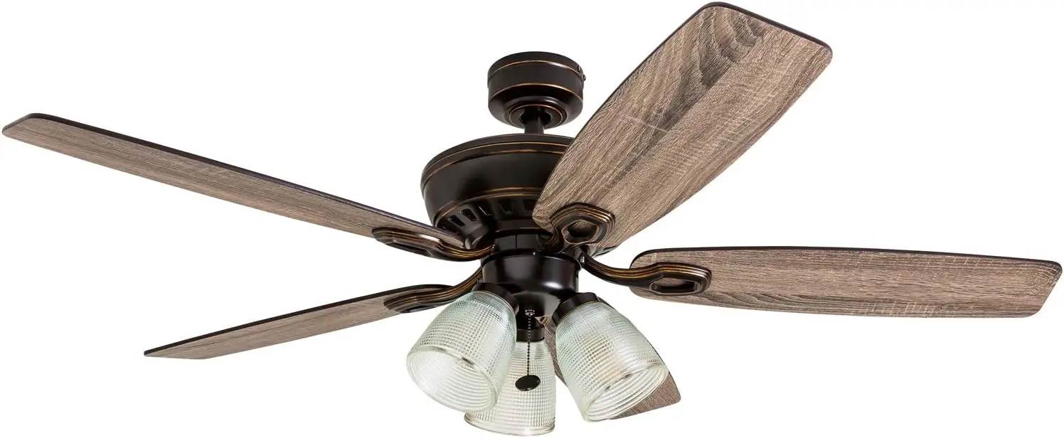 52 Inch Traditional Indoor LED Ceiling Fan with Light, Pull Chain, Three Mounting Options, 5 Dual Finish Blades, Reversible Moto
52 Inch Traditional Indoor LED Ceiling Fan with Light, Pull Chain, Three Mounting Options, 5 Dual Finish Blades, Reversible Moto