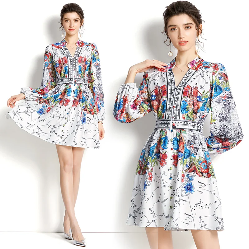 Original design restoring ancient ways spring/summer 2022 deep v-neck printed lantern sleeve long dress
Original design restoring ancient ways spring/summer 2022 deep v-neck printed lantern sleeve long dress