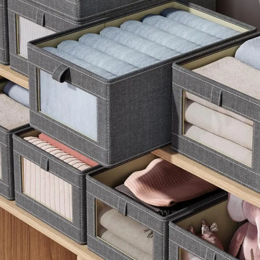 Fabric Clothes Storage Box Capacity Foldable Storage Box with Window Portable Handle Ideal for Clothes Toys Home Clothes 
Fabric Clothes Storage Box Capacity Foldable Storage Box with Window Portable Handle Ideal for Clothes Toys Home Clothes