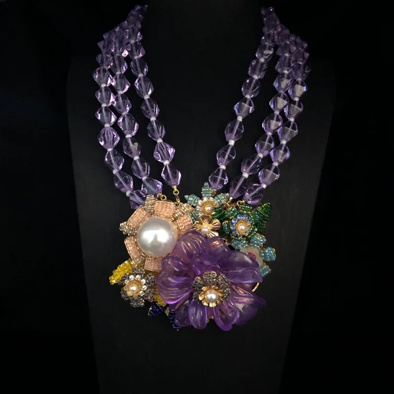 New European and American high quality medieval jewelry fresh sweet purple glass multi-layer necklace hand-woven high-grade 1 Mallzona S3f3b1e6b9f80417d9bd5ba5df40f508eR New European and American high quality medieval jewelry fresh sweet purple glass multi-layer necklace hand-woven high-grade Mallzona