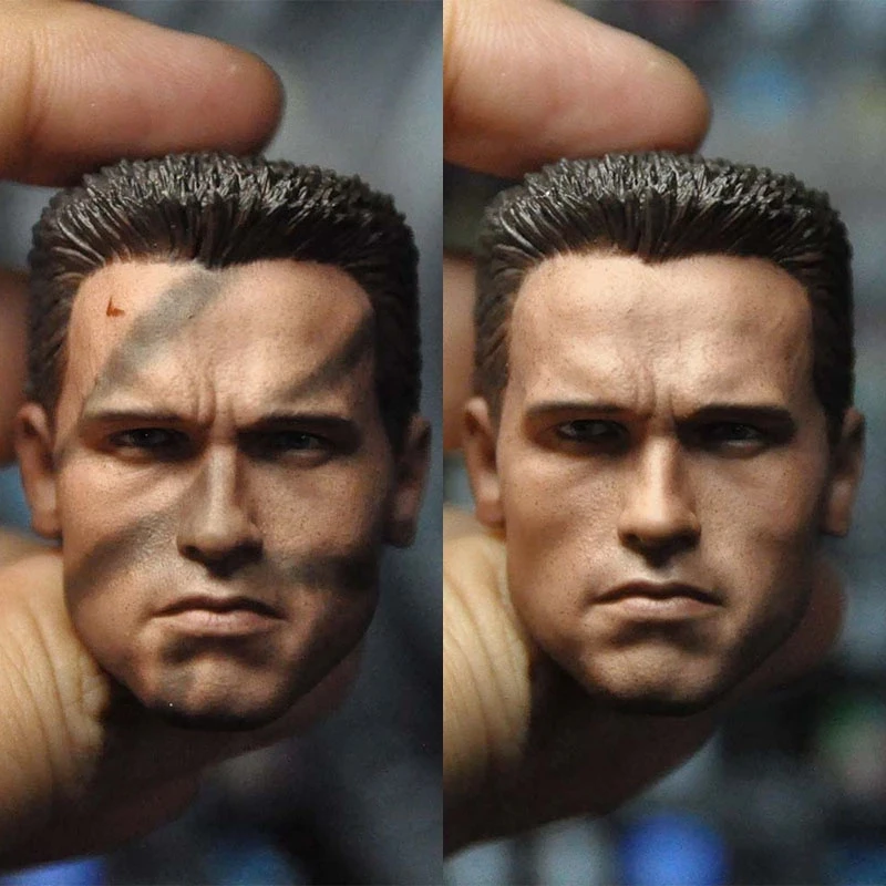 

1/6 Arnold T800 Schwarzenegger Head Sculpt Camo Painted Head Carving Model Fit 12 inch Male Soldier Action Figure Body