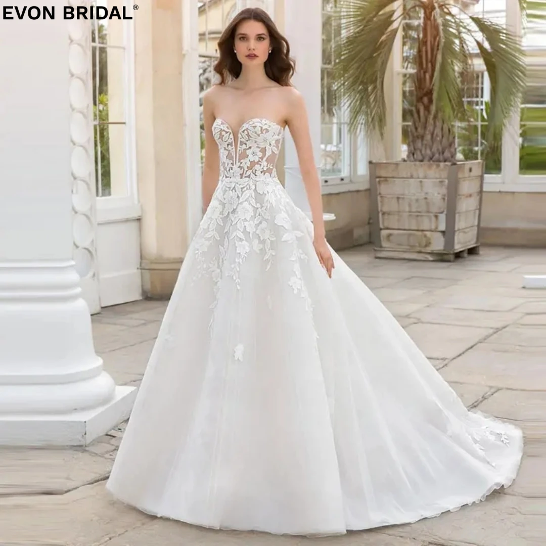 EVON BRIDAL Sweetheart A Line Off the Shoulder Sexy Wedding Dresses for Women Floor Length Backless Lace Appliques Prom Dresses
EVON BRIDAL Sweetheart A Line Off the Shoulder Sexy Wedding Dresses for Women Floor Length Backless Lace Appliques Prom Dresses