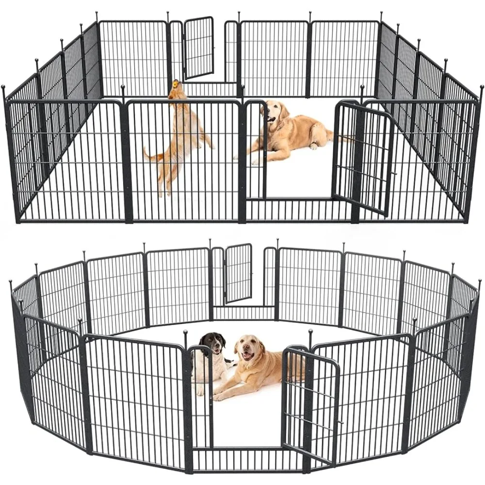 

Dog Playpen Indoor Outdoor, 16 Panels Dog Pen 32" Height Dog Fence Exercise with Doors for Large/Medium/Small Dogs, Portable