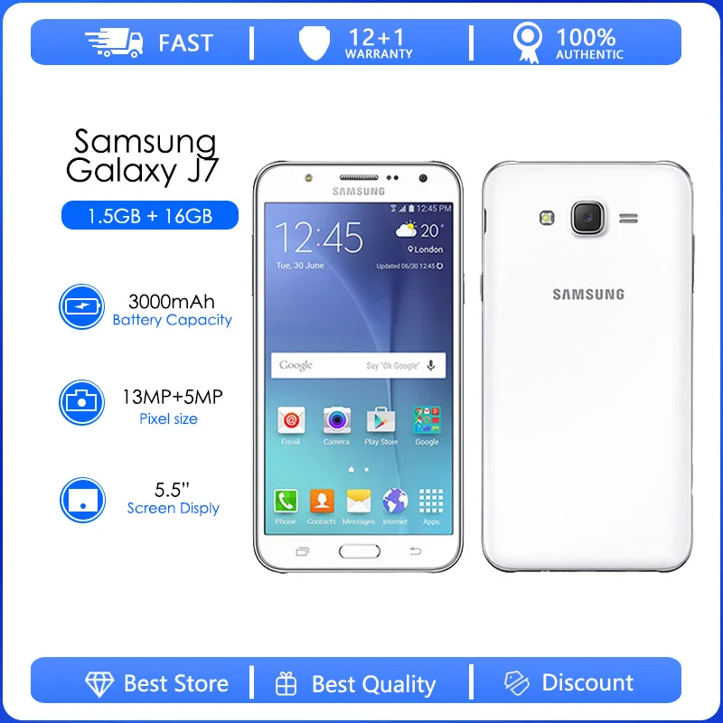 Samsung Galaxy J7 J700F Refurbished-Unlocked Dual Sim Unlocked Cell Phone 5.5" LED screen Octa-core 1.5GB RAM 16GB ROM
Samsung Galaxy J7 J700F Refurbished-Unlocked Dual Sim Unlocked Cell Phone 5.5" LED screen Octa-core 1.5GB RAM 16GB ROM