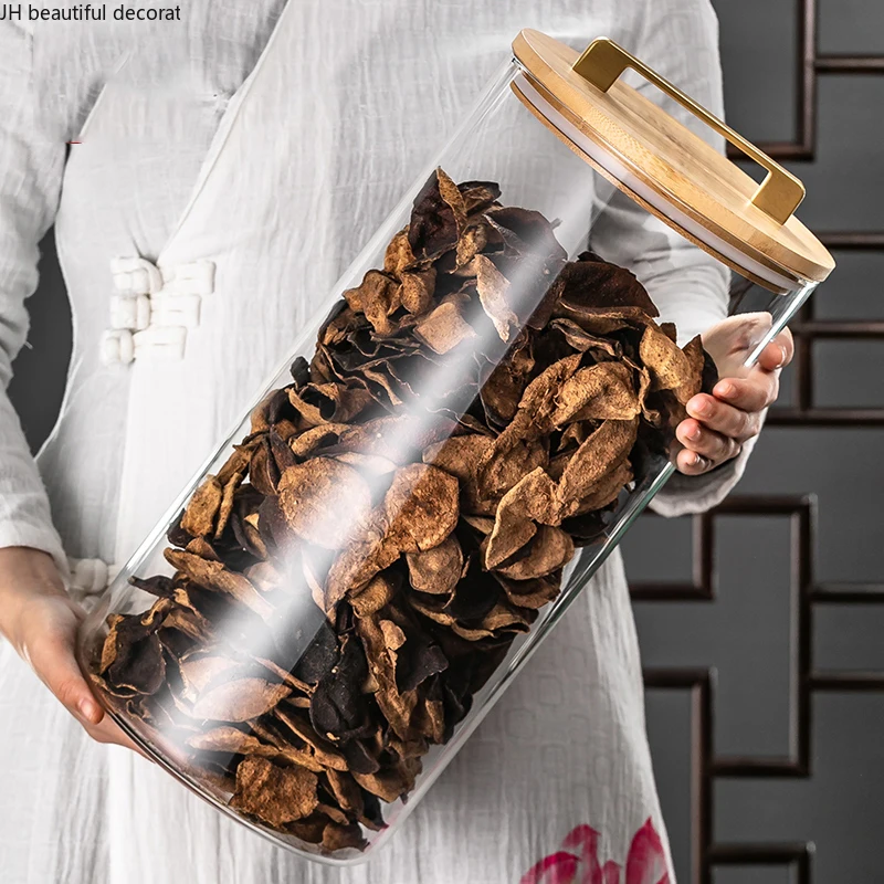 Transparent Glass Large-capacity Airtight Jar Wooden Lid Glass Storage Jar Ornaments Grain Dispenser Kitchen Storage Supplies
Transparent Glass Large-capacity Airtight Jar Wooden Lid Glass Storage Jar Ornaments Grain Dispenser Kitchen Storage Supplies