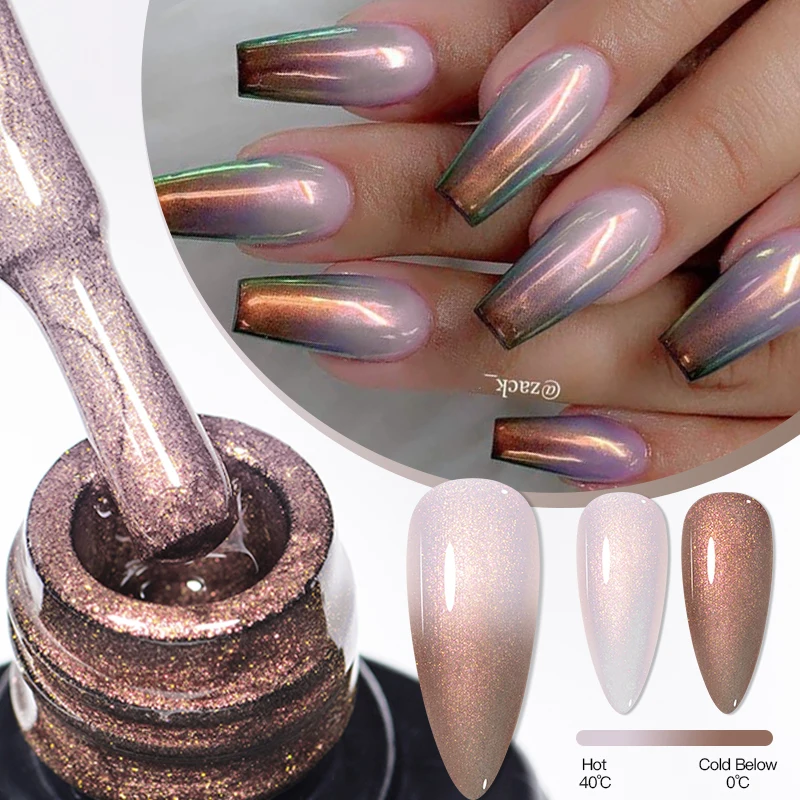 

MEET ACROSS 7ml Aurora Thermal Gel Nail Polish Color Changing Nude Purple Glitter Long Lasting Manicure Nails Art Gel Varnish