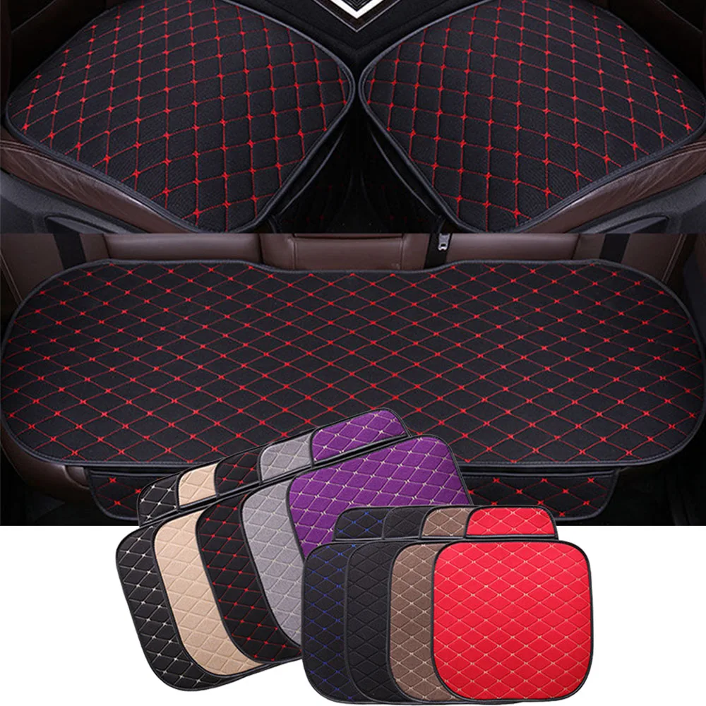 

Flax Car Seat Cover Front Rear Linen Fabric Cushion Breathable Protector Mat Pad Universal Auto Interior Styling Truck SUV Van