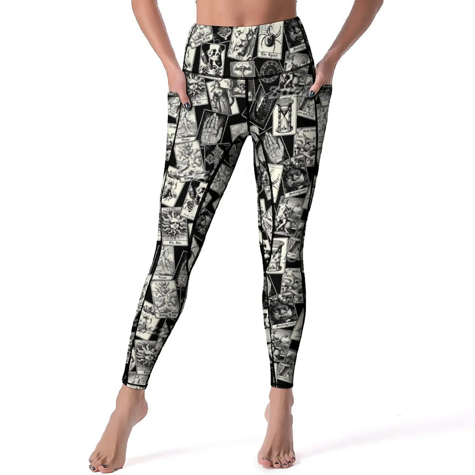 

Tarot Card Yoga Pants Sexy Witchcraft Goth Fortune Teller Leggings High Waist Workout Leggins Lady Retro Stretch Sports Tights