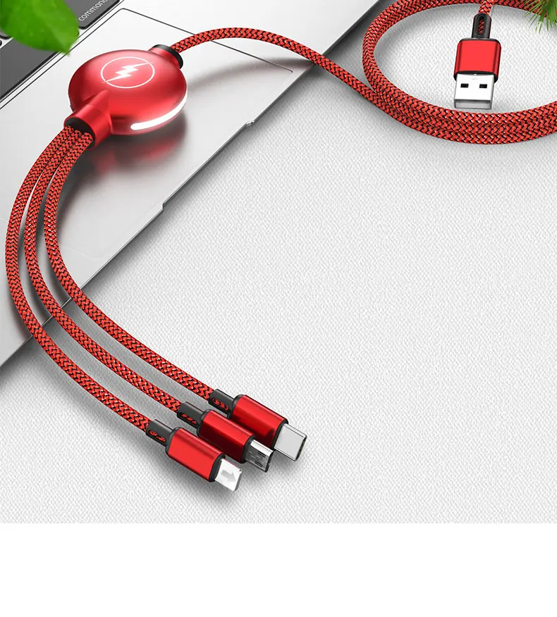 Фото Schitec 5A USB Type C кабель 3 в 1 для iPhone 11 Samsung Xiaomi Мобильный телефон Android Micro Cord портативный