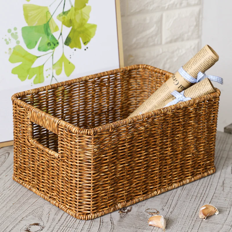 Mifuny Handwovens Wooden Handle Storage Baskets Imitation Rattan Woven Fruits Basket Snacks Coffee Table Dirty Clothes Organizer
Mifuny Handwovens Wooden Handle Storage Baskets Imitation Rattan Woven Fruits Basket Snacks Coffee Table Dirty Clothes Organizer