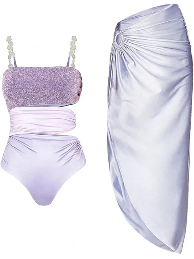 Light Purple Fashion Features One-piece Mystery Elegant Bikini With Gradient Color Blocks Lace Straps And Long Cover Up Women
Light Purple Fashion Features One-piece Mystery Elegant Bikini With Gradient Color Blocks Lace Straps And Long Cover Up Women