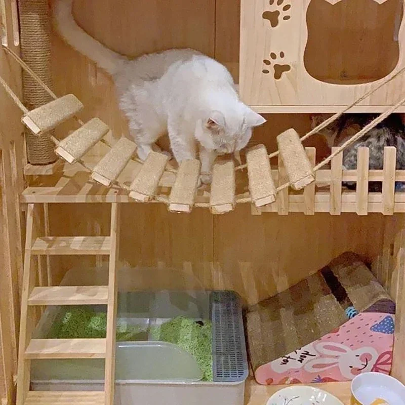 Cat Rope Bridge Post Toys Scratcher Furniture Activity Ladder Sisal Climber Wall Wall-mounted Wood Kitten Steps
Cat Rope Bridge Post Toys Scratcher Furniture Activity Ladder Sisal Climber Wall Wall-mounted Wood Kitten Steps