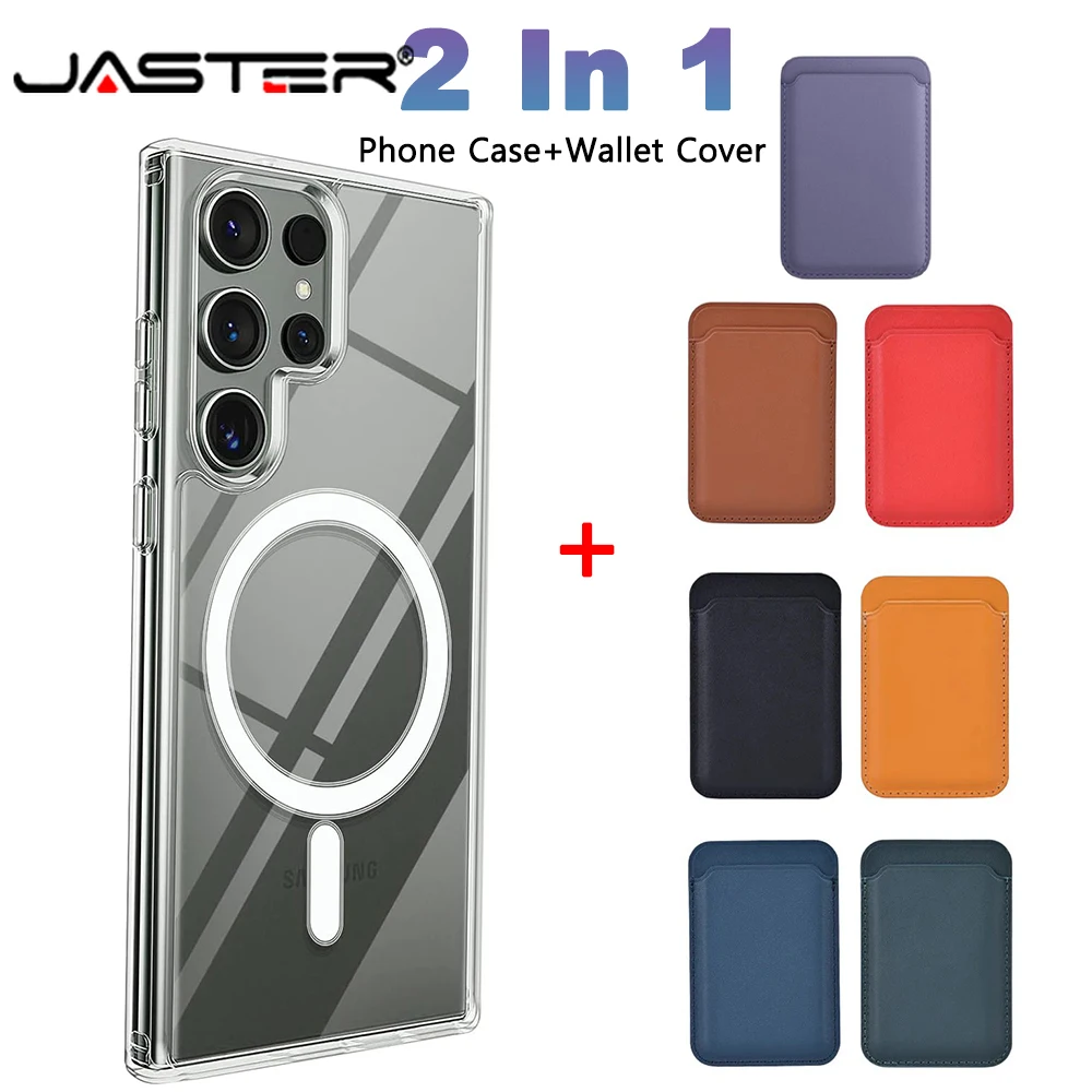 

JASTER for Magsafe Card Holder Wallet Transparent Magnetic Case For Samsung Galaxy S23 S22 Ultra Plus Hard PC Back Cover For S23