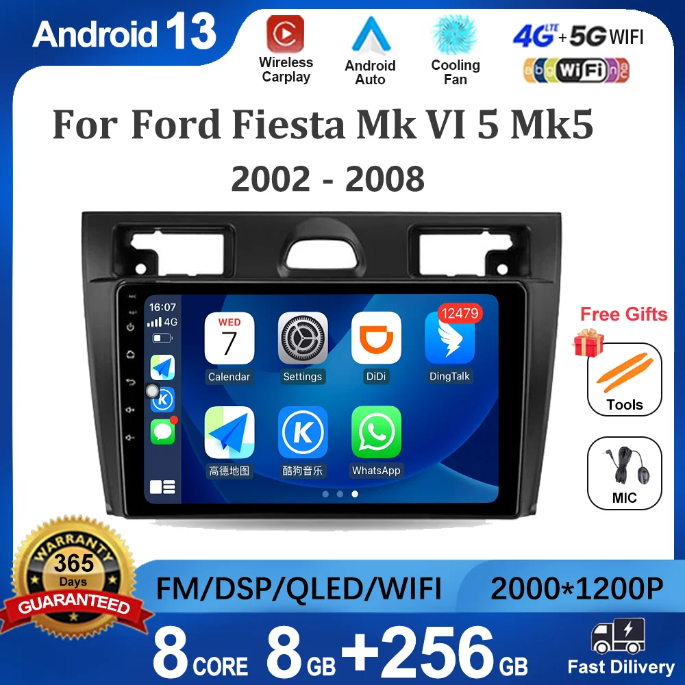

Android 13 For Ford Fiesta Mk VI 5 Mk5 2002 - 2008 Car Radio Multimedia Video Player Navigation GPS Android No 2din 2 din dvd