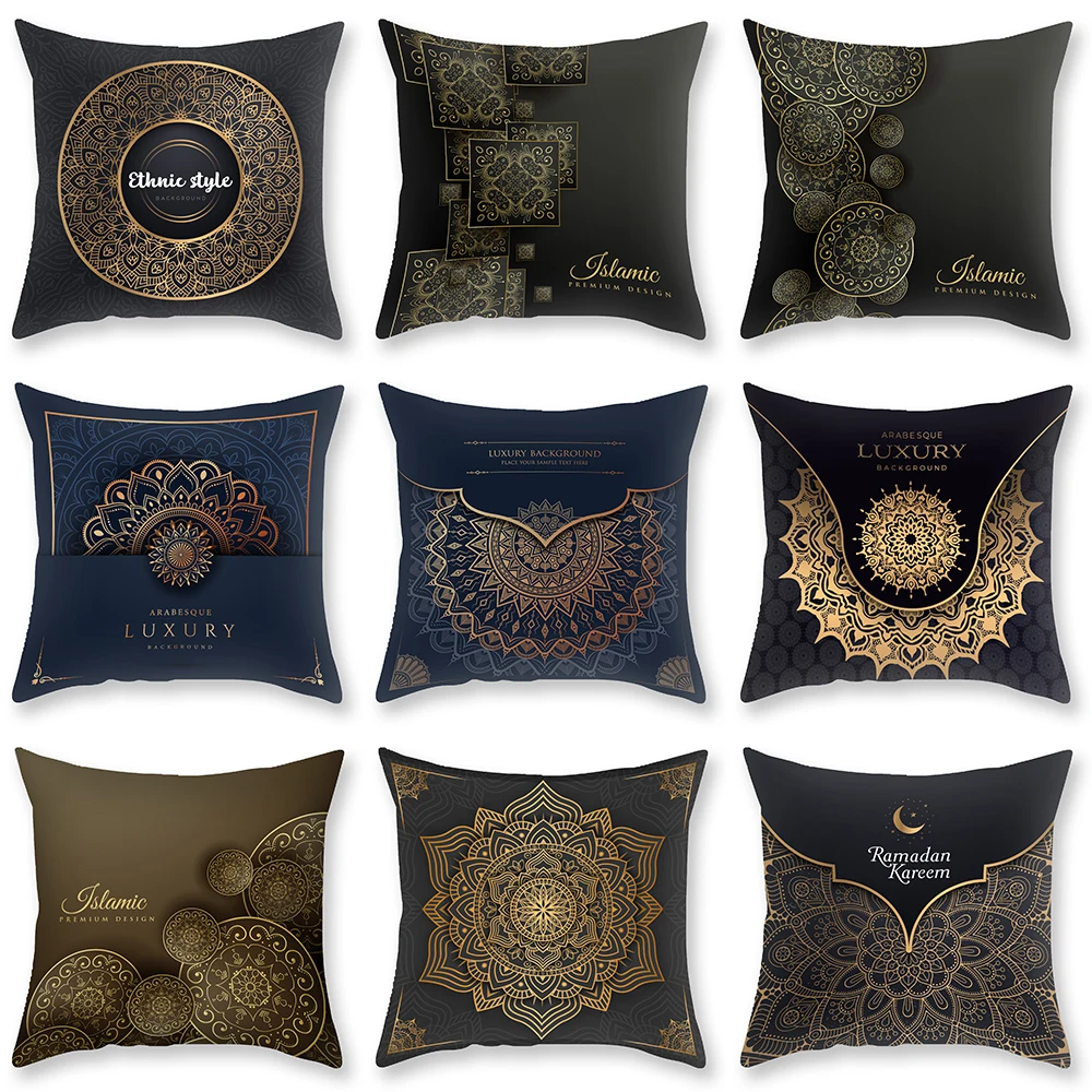 Европейская синяя искусственная Подушка с рисунком, наволочка для домашней гостиной, декоративная квадратная подушка из полиэстера