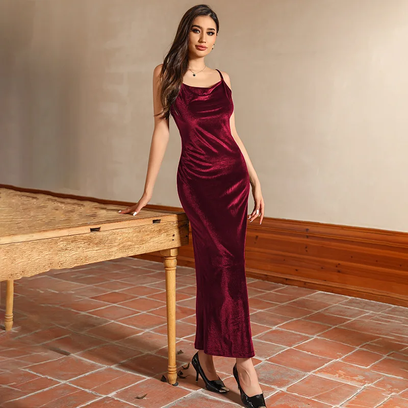 Women Velvet Sexy Club Backless Slim Elegant Evening Party Dress Spaghetti Strap Sleeveless Lace Up Birthday Festival Dresses
Women Velvet Sexy Club Backless Slim Elegant Evening Party Dress Spaghetti Strap Sleeveless Lace Up Birthday Festival Dresses