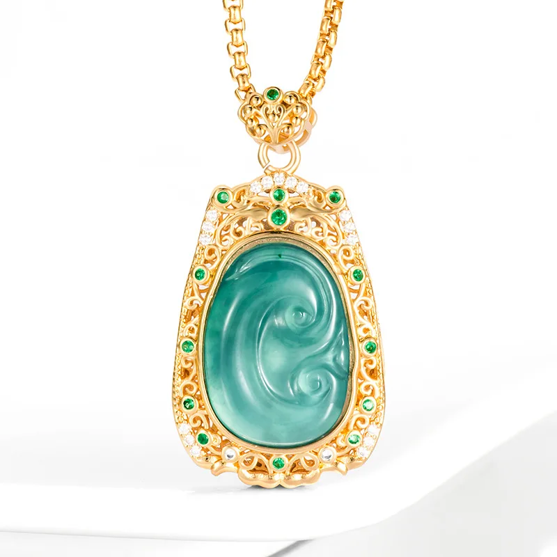 Natural A-grade Jade Blue Water Ruyi Copper Plated Gold Inlaid Ice Jadeite Pendant Women's Gifts Charms Jewelry Drop Shipping
Natural A-grade Jade Blue Water Ruyi Copper Plated Gold Inlaid Ice Jadeite Pendant Women's Gifts Charms Jewelry Drop Shipping