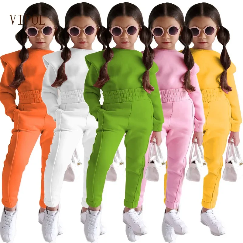 VIPOL Casual Girls Tracksuits Long Sleeve Sweatshirt Pant Two Piece Children's Sets Spring Fall Solid Coloe Kisa Clothes Suits
VIPOL Casual Girls Tracksuits Long Sleeve Sweatshirt Pant Two Piece Children's Sets Spring Fall Solid Coloe Kisa Clothes Suits
