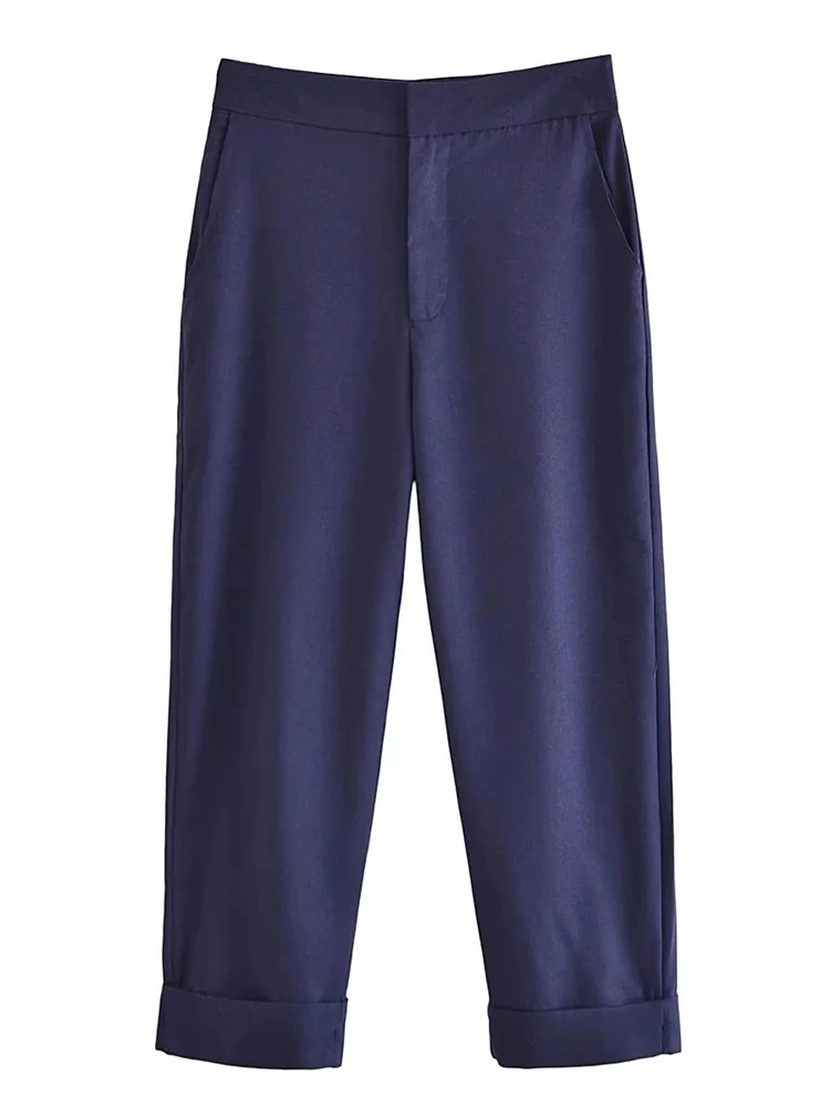 Chic Lady Summer Holiday Style Fashion Roll Cuff Blue Long Pants Girl 2023 New Casual High Waist Linen Blending Straight Trouser
Chic Lady Summer Holiday Style Fashion Roll Cuff Blue Long Pants Girl 2023 New Casual High Waist Linen Blending Straight Trouser