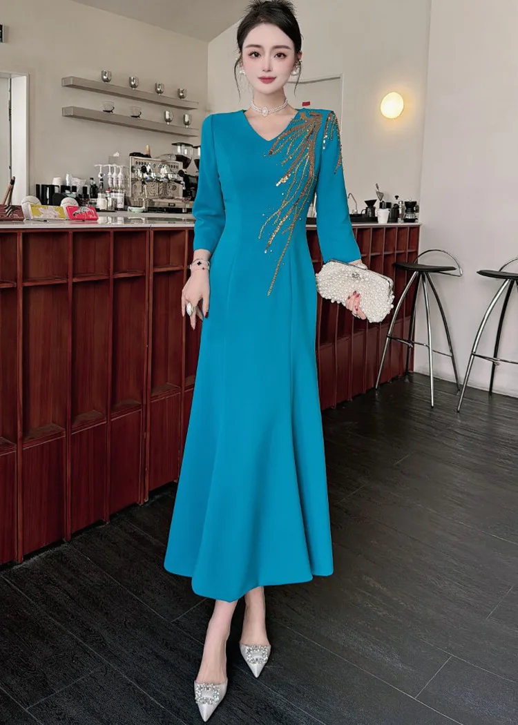 Fashion Designer Spring Autumn Women's Dress V Neck Long Sleeve Beading Slim Vintage Party Mermaid Dresses
Fashion Designer Spring Autumn Women's Dress V Neck Long Sleeve Beading Slim Vintage Party Mermaid Dresses