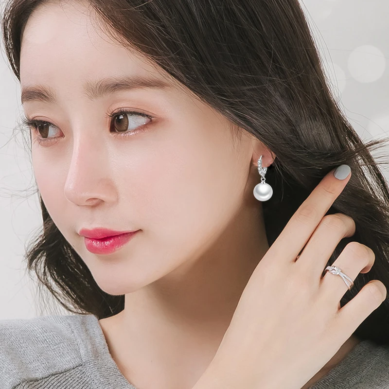 LByzHan – boucles d'oreilles en perles d'eau douce 2021 naturelles, en argent Sterling 925, bijoux pour cadeau de mariage 3