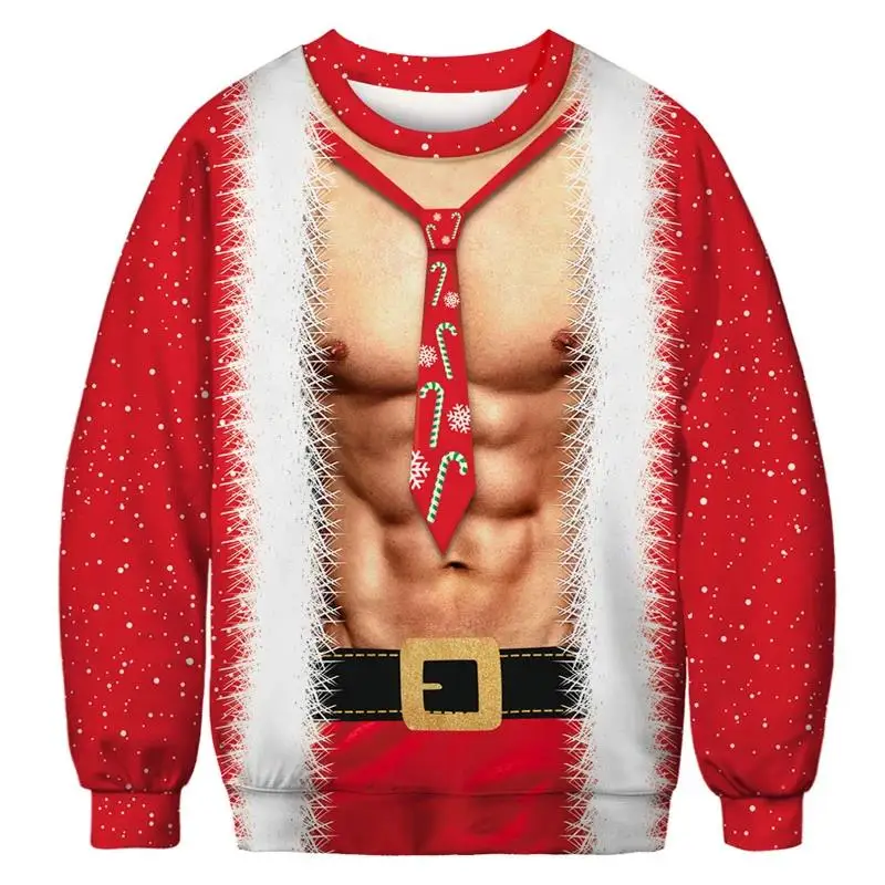 

Ugly Christmas Sweater Women/men Chest Hair Funny Loose Pullover 3D Kawaii Cartoon Cosplay Winter Tops Clothing Jersey Moletom