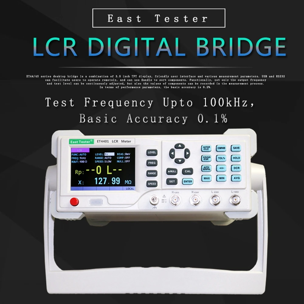 LCR-метр бренда 10 Гц ~ 100 кГц LCR Цифровой мост сопротивление постоянного тока электролитическая реакция емкости анализатор базовая точность 0.1% запись данных
LCR-метр бренда 10 Гц ~ 100 кГц LCR Цифровой мост сопротивление постоянного тока электролитическая реакция емкости анализатор базовая точность 0.1% запись данных