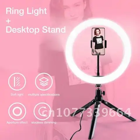 

Ring Lamp With Selfie Tripod Led Light Dimmable Photography Light Bluetooth Remote Led Ring Lamp For Vlog Makeup Youtube TikTok