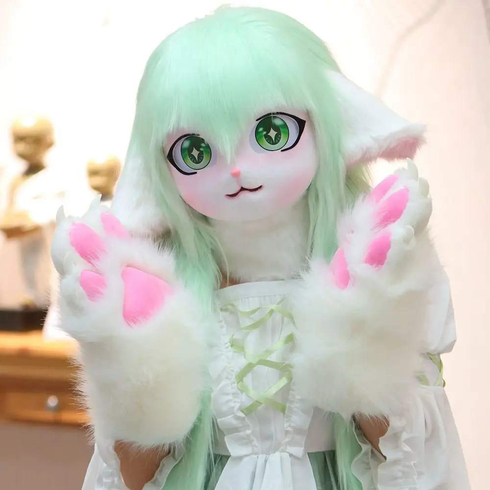 

Cute Furry Fursuit Kigurumi Lop Ears Headgear Cosplay Costumes Furries Rubbit Cat Comiket Masks Lolita Doll Costumes