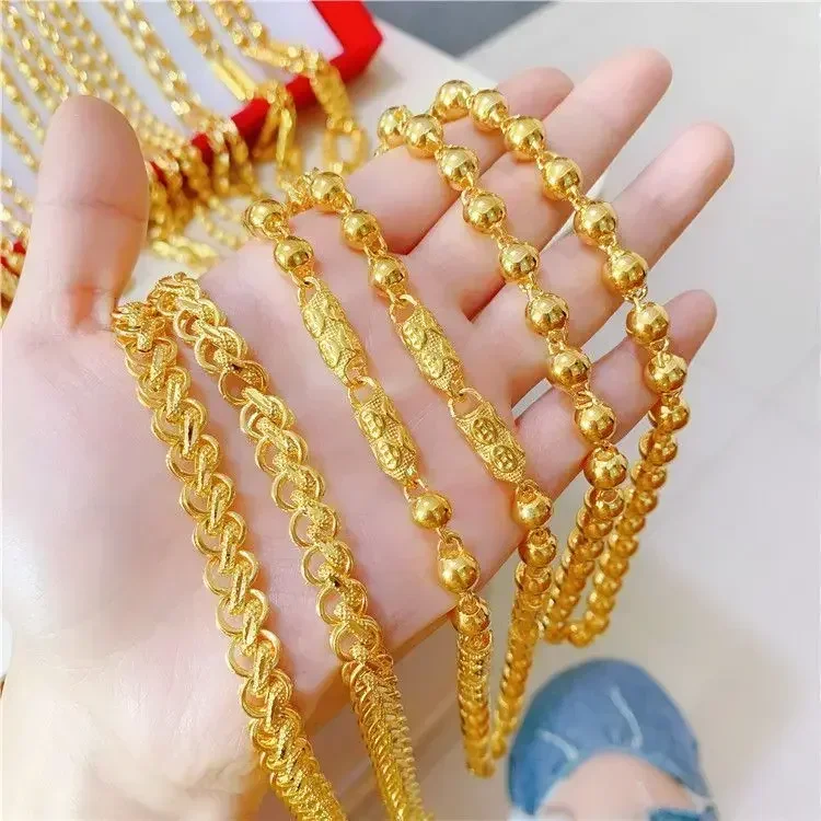 9999 Real Necklace Men's Golden Necklace Personalized New Large Thick Chain Transit Necklace S3f58d45bbf2648ebb5df32252223b07eI