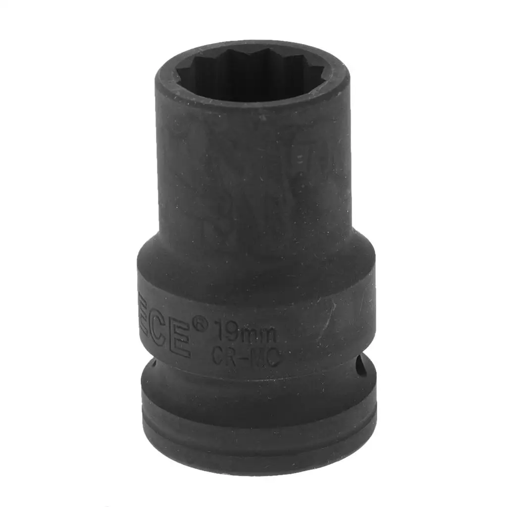 

3/4 Inch Drive Impact Socket 19mm, 12 Ponits, Cr-v Alloy Steel, Standard SAE (Inch) and Metric (mm) Sizes