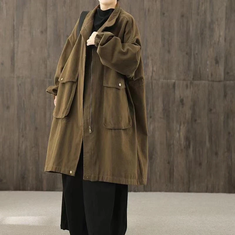 2023 Windbreaker Spring and Autumn Women's Clothing Tooling Style Casual Loose Coat Zipper Lapel Cotton Trench Coat Clothes
2023 Windbreaker Spring and Autumn Women's Clothing Tooling Style Casual Loose Coat Zipper Lapel Cotton Trench Coat Clothes