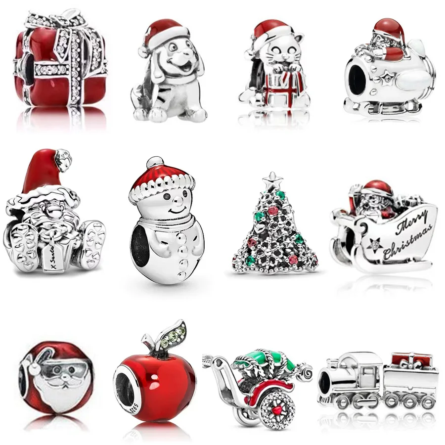 

Серебро 925, Рождественская елка Ping'an, фрукты, Санта-Клаус, снеговик, Шарм-бусина, подходит для оригинального браслета Pandora, DIY ювелирные изделия, рождественские подарки