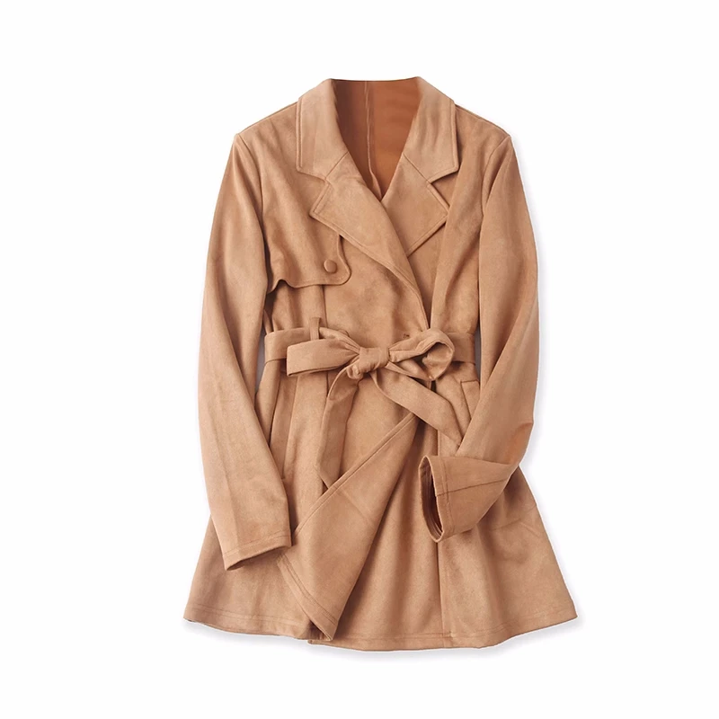 Midi Suede Jacket Double-breasted Waist-cinched Tie Long-sleeved Trench Coat 15580
Midi Suede Jacket Double-breasted Waist-cinched Tie Long-sleeved Trench Coat 15580