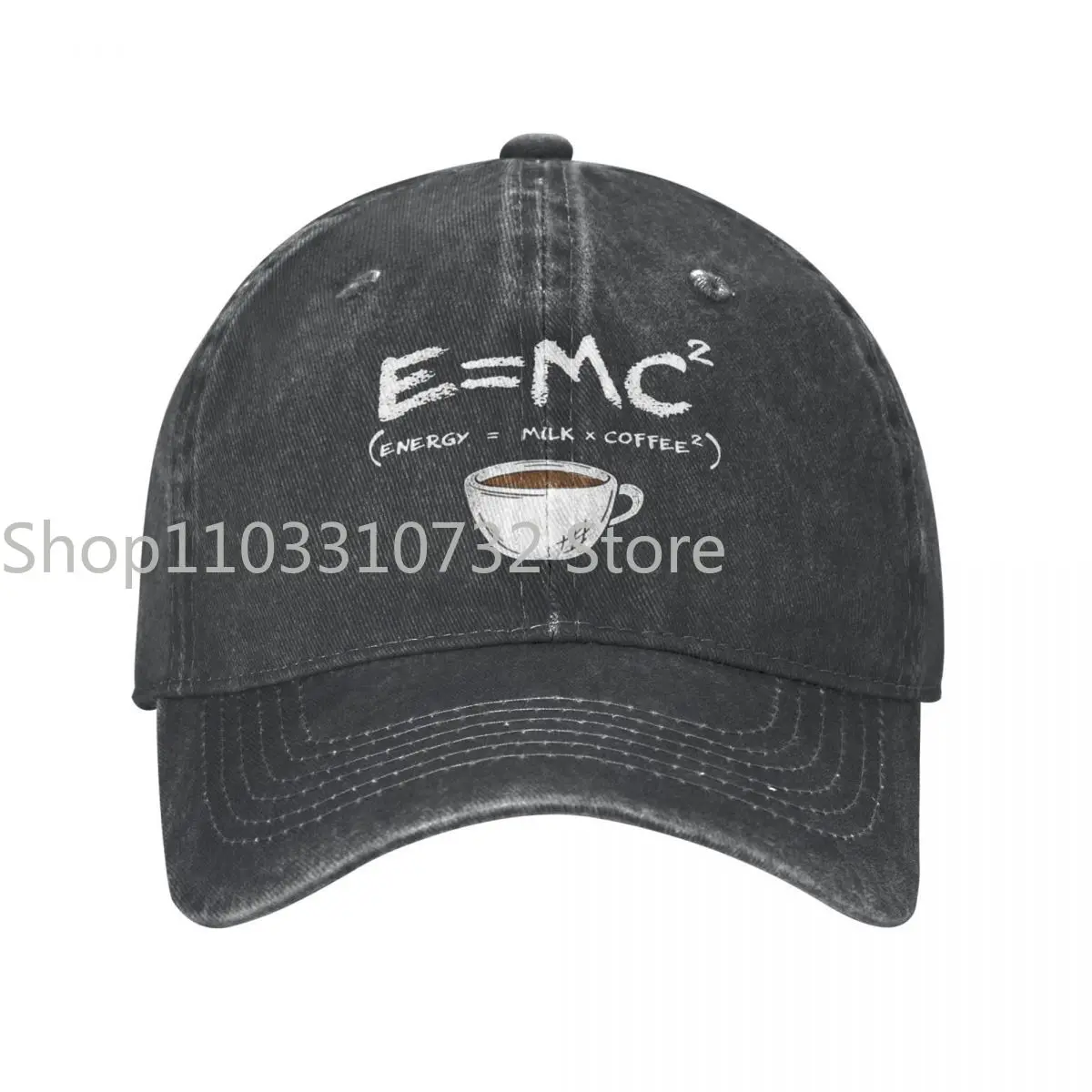 

Vintage Energy=Milk+Coffee Baseball Caps Unisex Style Distressed Denim Sun Cap E=MC Outdoor Workouts Hats Cap