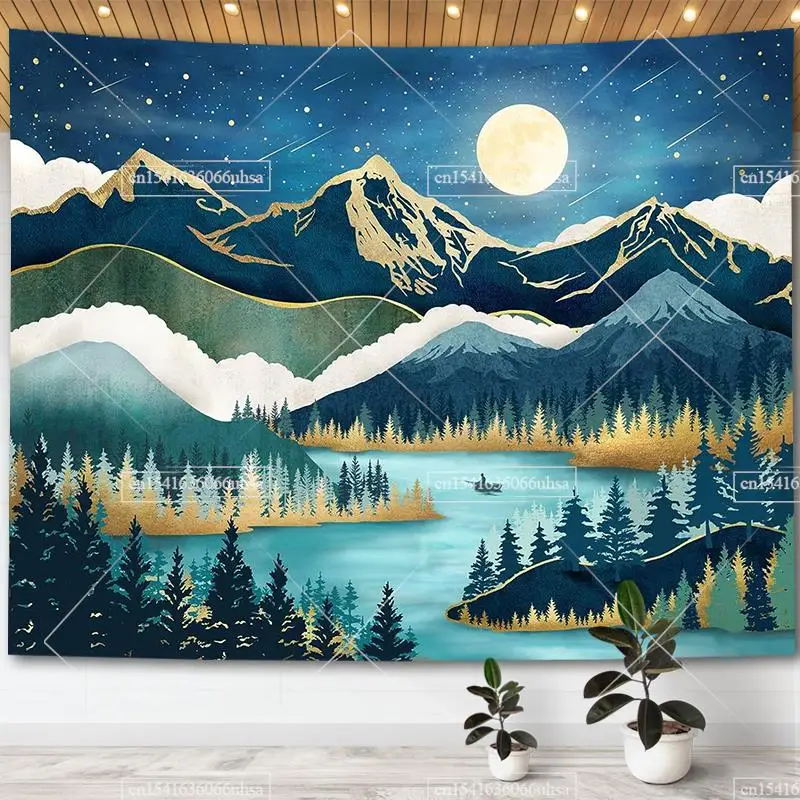 

Mountain Tapestry Wall Hanging Forest Tree Art Tapestry Sunset Tapestry Nature Landscape Home Decor For Bedroom Living Room Dorm