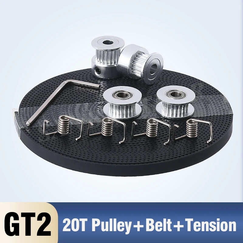 

3D Printer Parts GT2 Pulley 20 Teeth Bore 5mm GT2 6mm Timing Belt & 2X Idler 4X Tensioner for 3D printer kit