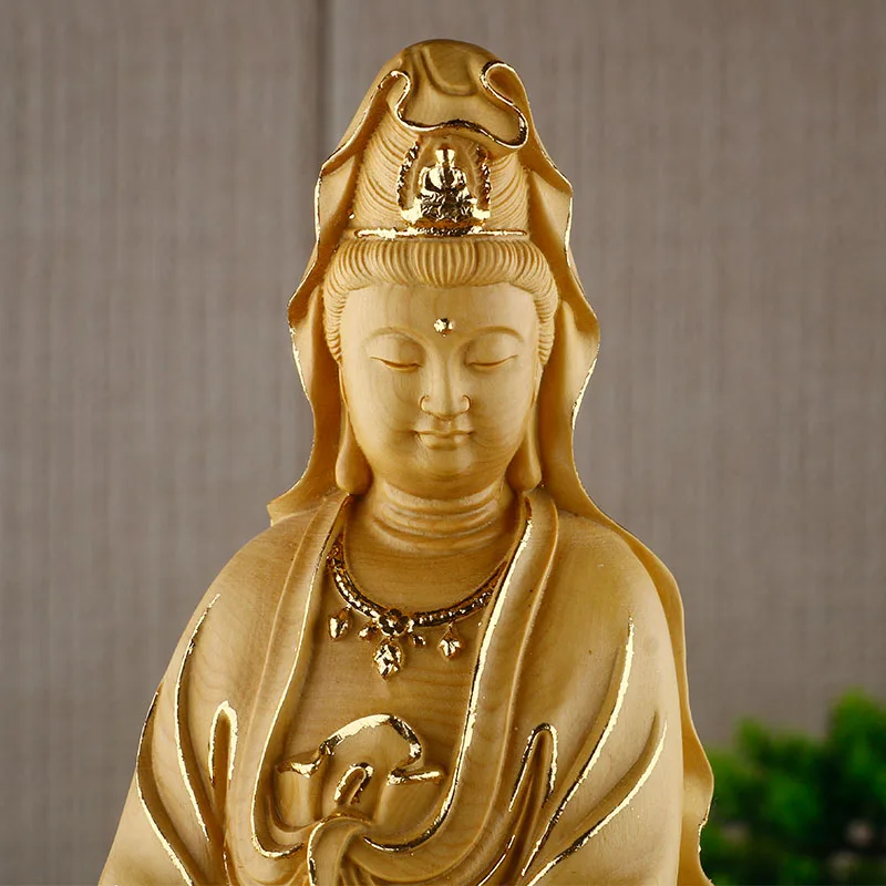 XS505- 18X5X5 CM Golden Guanyin Buddha Boxwood Sculpture Feng Shui Wood Carving Bodhisattva Statue Collection Ornaments
XS505- 18X5X5 CM Golden Guanyin Buddha Boxwood Sculpture Feng Shui Wood Carving Bodhisattva Statue Collection Ornaments