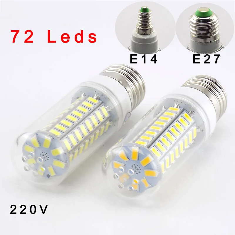 

220V 72 LED Lamp Corn Bulb lights Lamparas SMD 5730 Lampada warm white E27 E14 Bombillas candle Light Ampoule led Light Bulbs