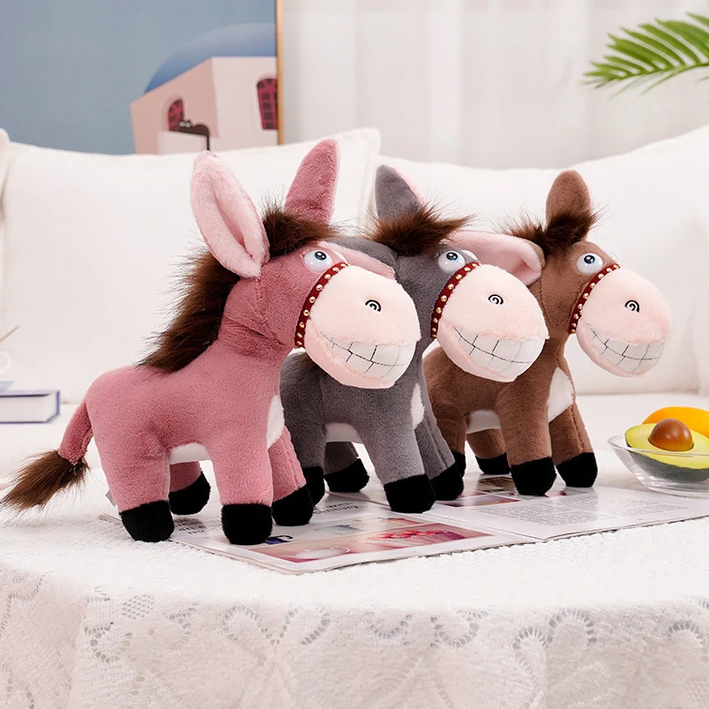 

22cm Funny Donkey Soft Plush Keychains Animal Small Pendant Dolls Stuffed Toys Mini Bag Decoration Cartoon Girl Gift